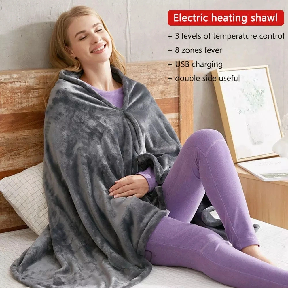 Lh 150*80cm USB Charging Thermal Shawl Winter Warmer Battery Heated Blanket Electric Blankets for Winter