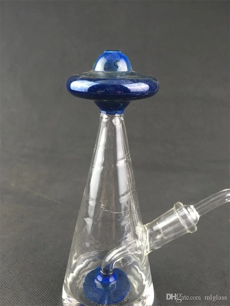 Ultraviolet Aperture UFO Glass 7 Inches Heady Smoking Pipes Oil Rig 14mm Glass Bowl Colorfulred Stripe UFO Diffuser