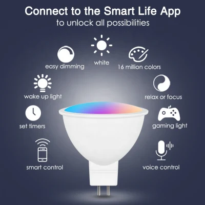 Gu5.3 LED 電球 MR16 WiFi Alexa Google ホームアシスタント Ifttt Tuya スマートライフ APP リモコン RGB LED ライト調光ランプ