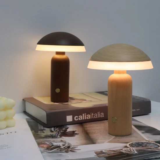 2022 クリスマスギフトランプ LED 子供用ランプタッチ調光可能な木製装飾ナイトライトウォームホワイト、充電式バッテリー付き